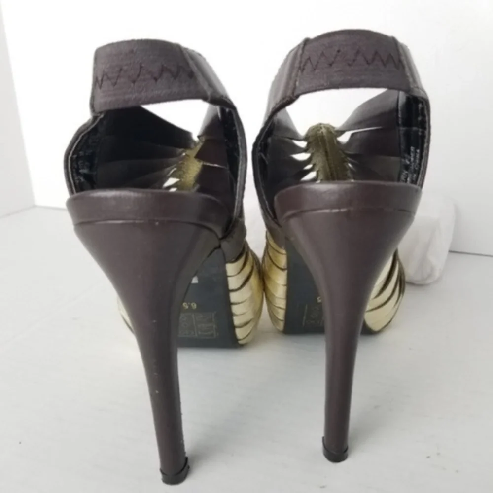 N.Y.L.A Leather Strap Ankle Booties Peep Size 6.5 - Picture 8 of 8